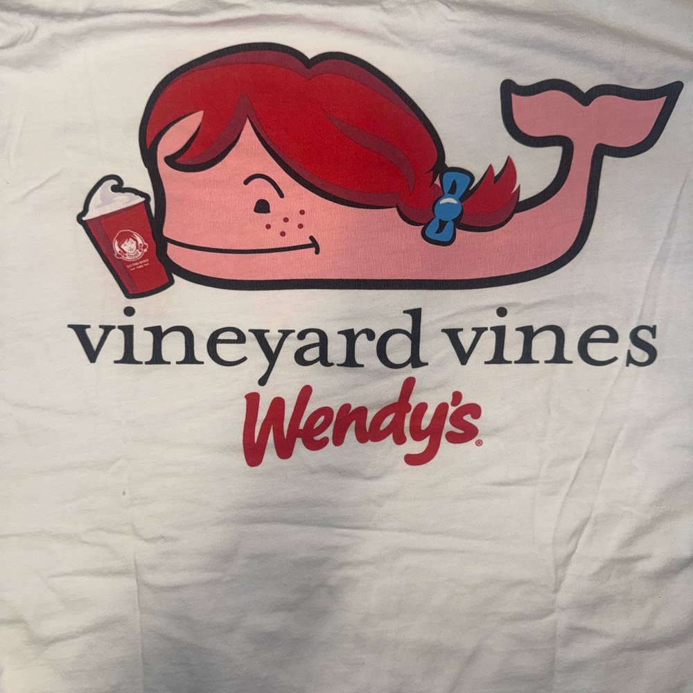 Vineyard Vines White Tee with Light Blue Logo